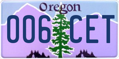 OR license plate 006CET
