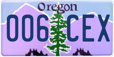 OR license plate 006CEX
