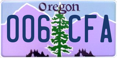 OR license plate 006CFA