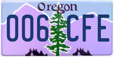 OR license plate 006CFE