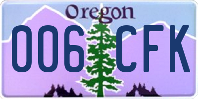 OR license plate 006CFK