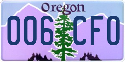 OR license plate 006CFO
