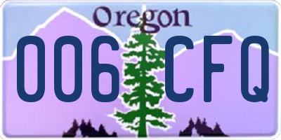 OR license plate 006CFQ