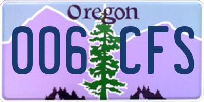 OR license plate 006CFS