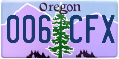 OR license plate 006CFX
