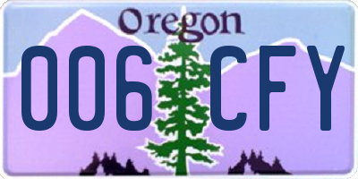 OR license plate 006CFY