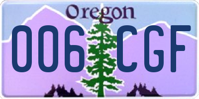OR license plate 006CGF