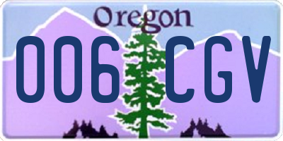 OR license plate 006CGV