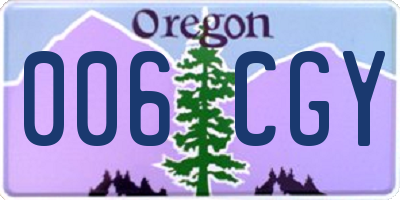 OR license plate 006CGY