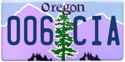 OR license plate 006CIA