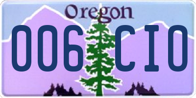OR license plate 006CIO