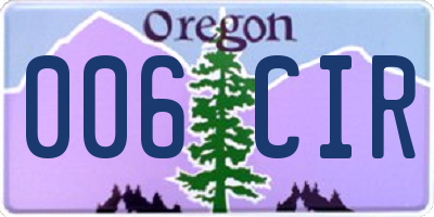 OR license plate 006CIR