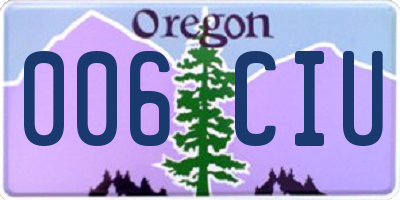 OR license plate 006CIU
