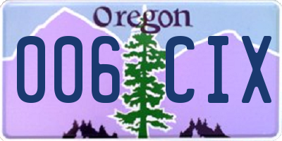 OR license plate 006CIX