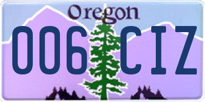 OR license plate 006CIZ