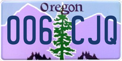 OR license plate 006CJQ