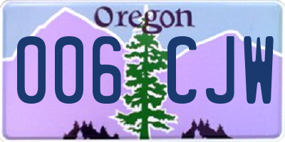 OR license plate 006CJW