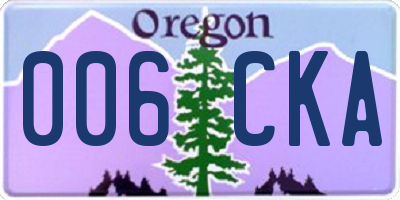 OR license plate 006CKA
