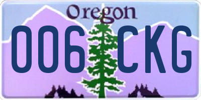 OR license plate 006CKG