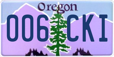 OR license plate 006CKI