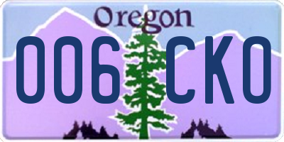 OR license plate 006CKO
