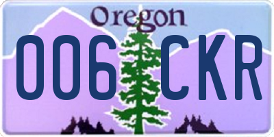 OR license plate 006CKR
