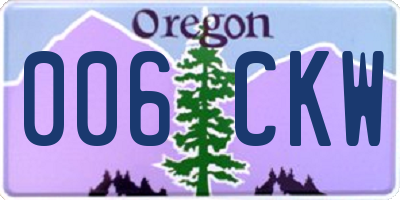 OR license plate 006CKW