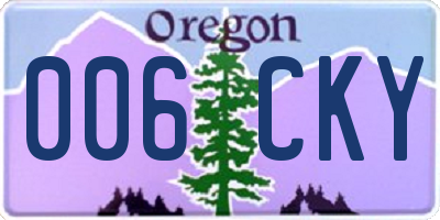 OR license plate 006CKY