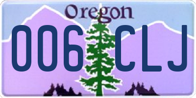 OR license plate 006CLJ