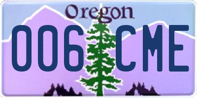 OR license plate 006CME