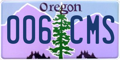 OR license plate 006CMS