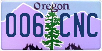 OR license plate 006CNC