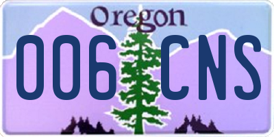 OR license plate 006CNS