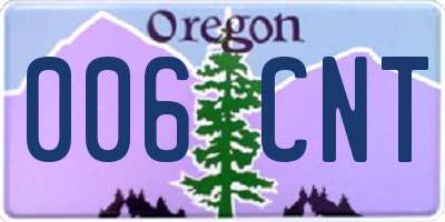 OR license plate 006CNT