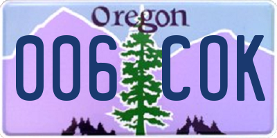 OR license plate 006COK
