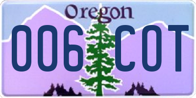 OR license plate 006COT