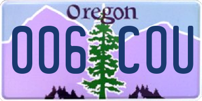 OR license plate 006COU
