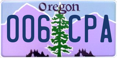 OR license plate 006CPA