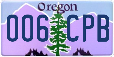 OR license plate 006CPB