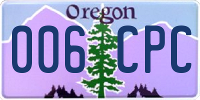 OR license plate 006CPC