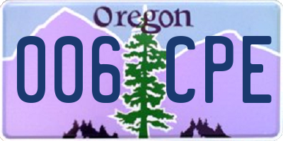 OR license plate 006CPE