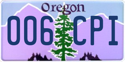 OR license plate 006CPI