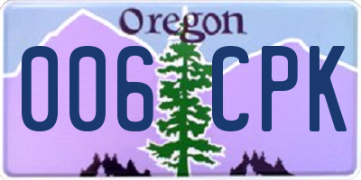 OR license plate 006CPK