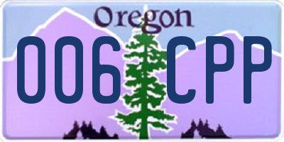 OR license plate 006CPP