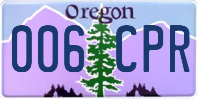OR license plate 006CPR