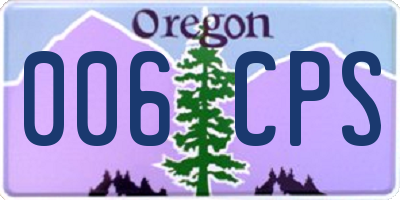 OR license plate 006CPS