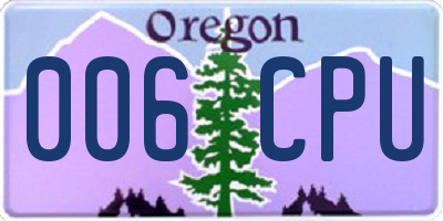 OR license plate 006CPU