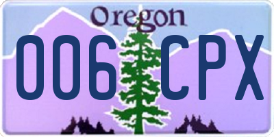 OR license plate 006CPX