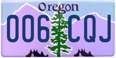 OR license plate 006CQJ