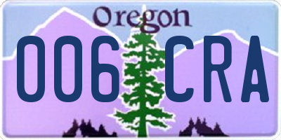 OR license plate 006CRA